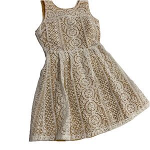 Altar’d State White Crochet Lace Overlay Sleeveless A-Line Mini Dress Small